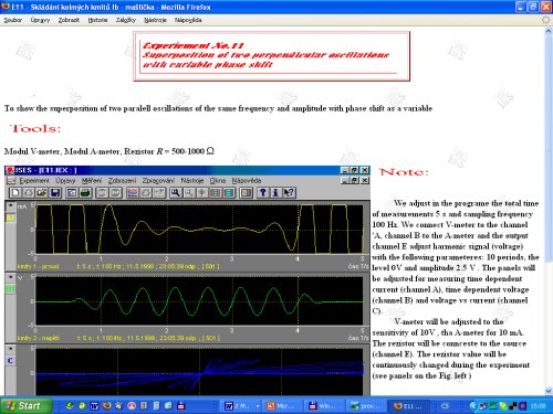 Example of the database element of the experiment of Superposition of two perpendicular oscillations